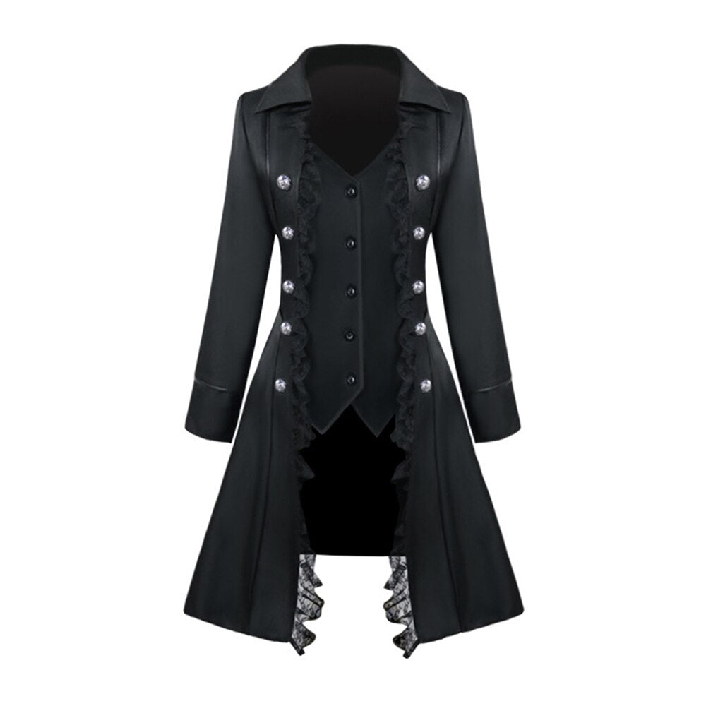 Schwarzer Gothic Mantel für Damen