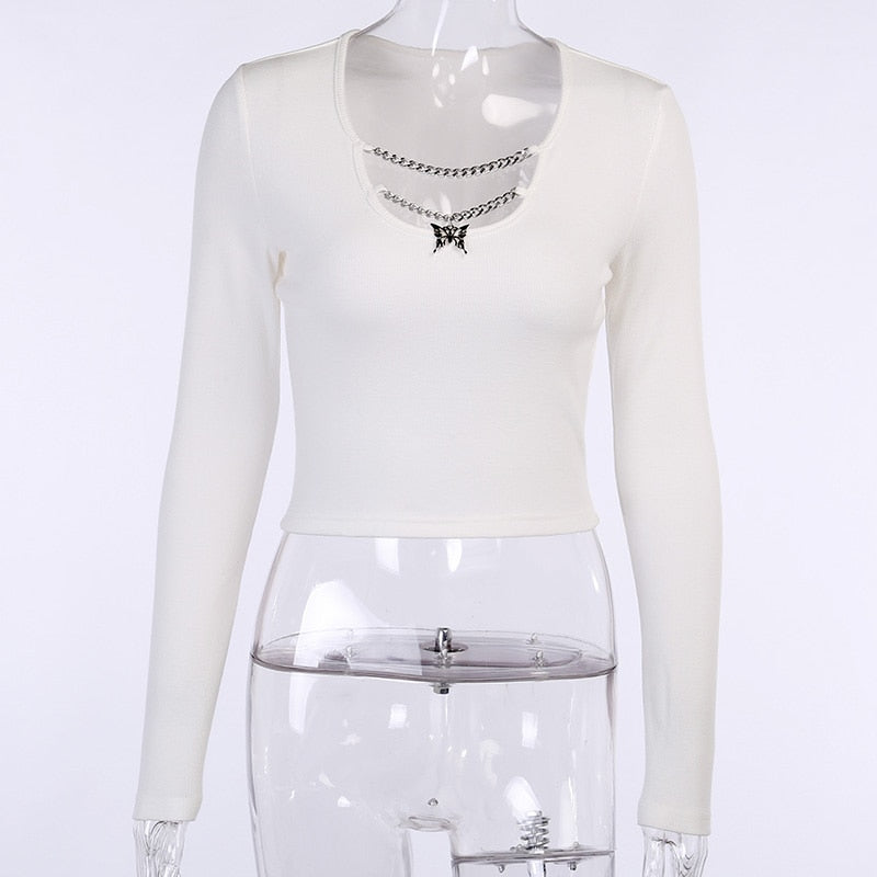 Gothic Oberteil mit Ketten für Damen