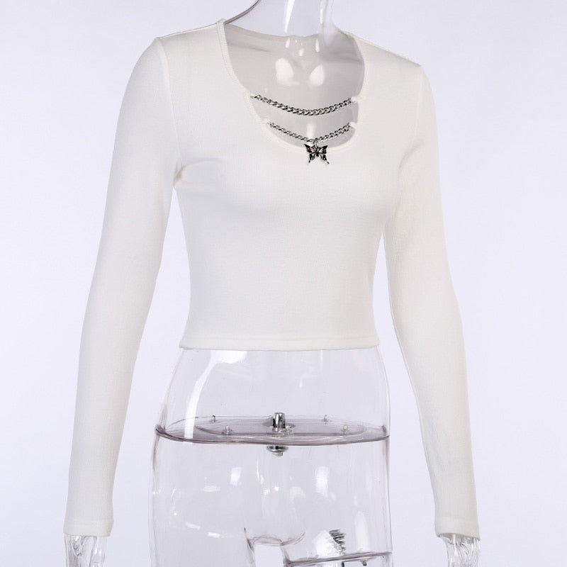 Gothic Oberteil mit Ketten für Damen