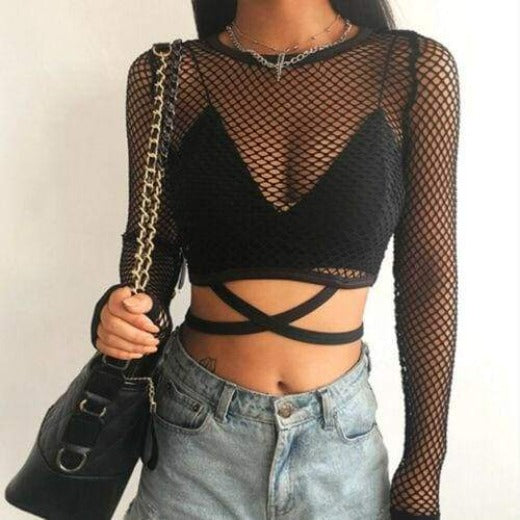 Gothic Netzoberteil für Damen