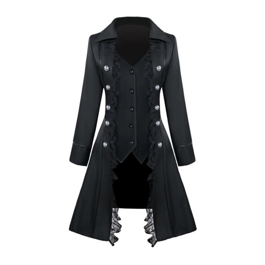 Schwarzer Gothic Mantel für Damen