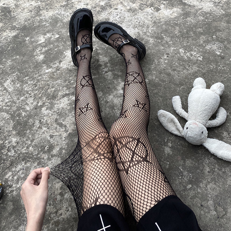 Gothic Strumpfhose mit Pentagramm