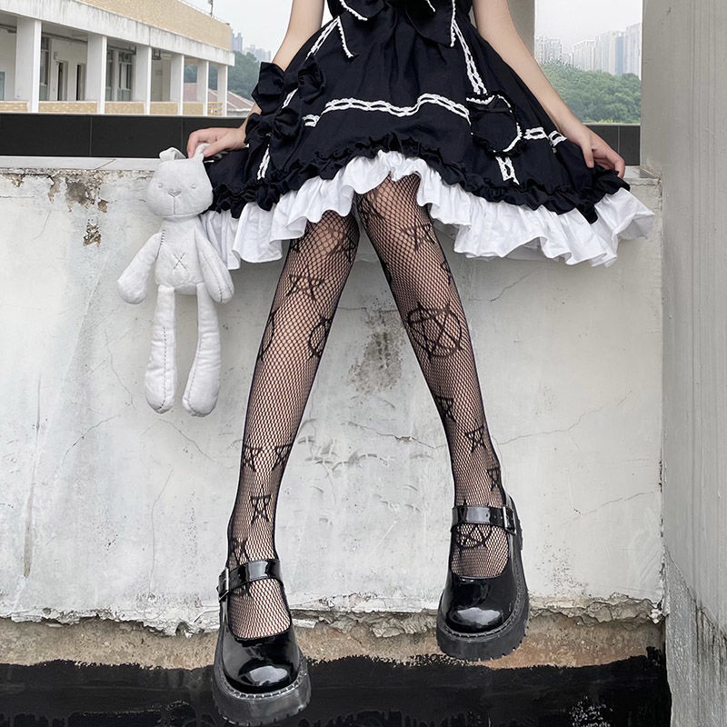 Gothic Strumpfhose mit Pentagramm