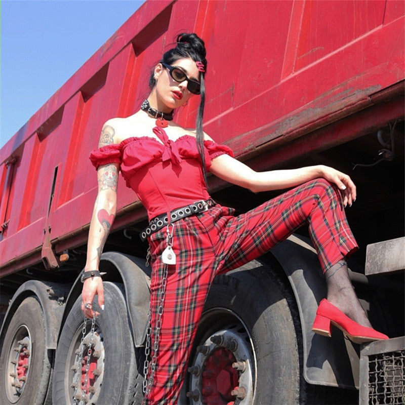 Karierte Gothic Hose