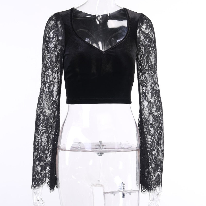Gothic Spitzenbluse in Übergröße